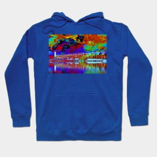 "Painted Water & Sky" - Michigan Fluid Art Lighthouse Series Hoodie